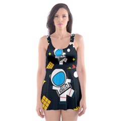 Seamless-adventure-space-vector-pattern-background Skater Dress Swimsuit by Salman4z