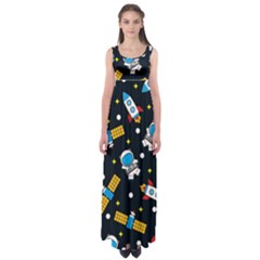 Seamless-adventure-space-vector-pattern-background Empire Waist Maxi Dress by Salman4z