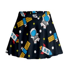 Seamless-adventure-space-vector-pattern-background Mini Flare Skirt by Salman4z