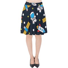 Seamless-adventure-space-vector-pattern-background Velvet High Waist Skirt by Salman4z