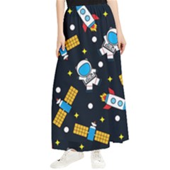 Seamless-adventure-space-vector-pattern-background Maxi Chiffon Skirt by Salman4z