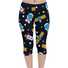 Seamless-adventure-space-vector-pattern-background Velvet Capri Leggings  by Salman4z