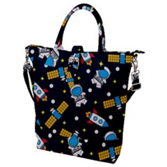 Seamless-adventure-space-vector-pattern-background Buckle Top Tote Bag by Salman4z