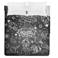 Vector-flat-space-design-background-with-text Duvet Cover Double Side (queen Size) by Salman4z