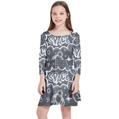 Vector-flat-space-design-background-with-text Kids  Quarter Sleeve Skater Dress by Salman4z