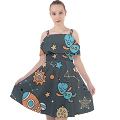 Space-seamless-pattern Cut Out Shoulders Chiffon Dress by Salman4z