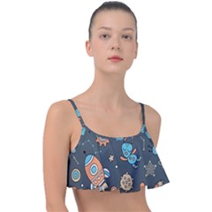 Space-seamless-pattern Frill Bikini Top by Salman4z