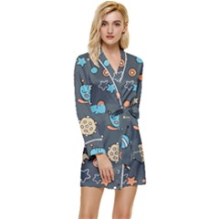 Space-seamless-pattern Long Sleeve Satin Robe by Salman4z