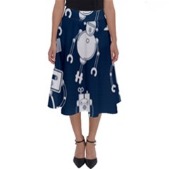 White-robot-blue-seamless-pattern Perfect Length Midi Skirt by Salman4z