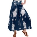 White-robot-blue-seamless-pattern Women s Satin Palazzo Pants View1