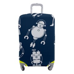 White-robot-blue-seamless-pattern Luggage Cover (small) by Salman4z