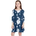 White-robot-blue-seamless-pattern Kids  Quarter Sleeve Skater Dress View1