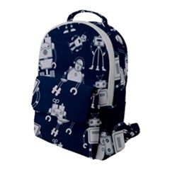 White-robot-blue-seamless-pattern Flap Pocket Backpack (large) by Salman4z