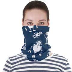 White-robot-blue-seamless-pattern Face Seamless Bandana (adult) by Salman4z