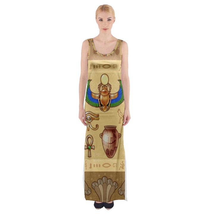 Egypt-horizontal-illustration Thigh Split Maxi Dress