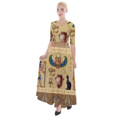 Egypt-horizontal-illustration Half Sleeves Maxi Dress by Salman4z