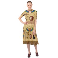 Egypt-horizontal-illustration Keyhole Neckline Chiffon Dress by Salman4z