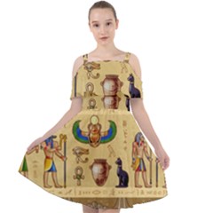 Egypt-horizontal-illustration Cut Out Shoulders Chiffon Dress by Salman4z