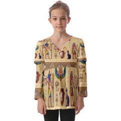 Egypt-horizontal-illustration Kids  V Neck Casual Top by Salman4z