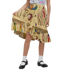 Egypt-horizontal-illustration Kids  Ruffle Flared Wrap Midi Skirt