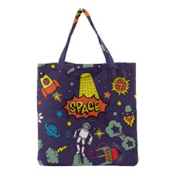 Vector-flat-space-design-background-with-text -- Grocery Tote Bag by Salman4z