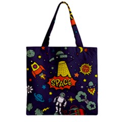 Vector-flat-space-design-background-with-text -- Zipper Grocery Tote Bag by Salman4z