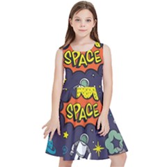 Vector-flat-space-design-background-with-text -- Kids  Skater Dress by Salman4z