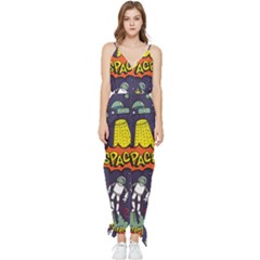 Vector-flat-space-design-background-with-text -- Sleeveless Tie Ankle Chiffon Jumpsuit by Salman4z