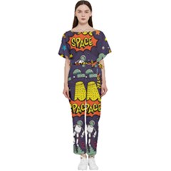 Vector-flat-space-design-background-with-text -- Batwing Lightweight Chiffon Jumpsuit by Salman4z