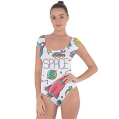 Space-cosmos-seamless-pattern-seamless-pattern-doodle-style Short Sleeve Leotard  by Salman4z