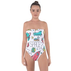 Space-cosmos-seamless-pattern-seamless-pattern-doodle-style Tie Back One Piece Swimsuit by Salman4z