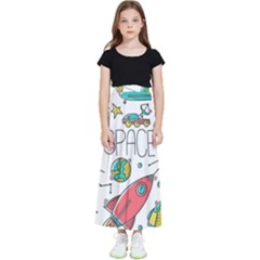 Space-cosmos-seamless-pattern-seamless-pattern-doodle-style Kids  Flared Maxi Skirt by Salman4z