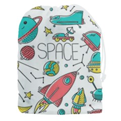 Space-cosmos-seamless-pattern-seamless-pattern-doodle-style Drawstring Pouch (3xl) by Salman4z