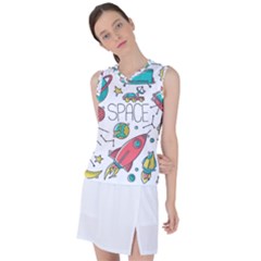 Space-cosmos-seamless-pattern-seamless-pattern-doodle-style Women s Sleeveless Sports Top by Salman4z