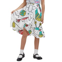 Space-cosmos-seamless-pattern-seamless-pattern-doodle-style Kids  Ruffle Flared Wrap Midi Skirt by Salman4z