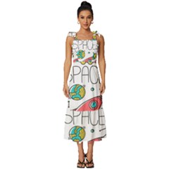 Space-cosmos-seamless-pattern-seamless-pattern-doodle-style Tie-strap Tiered Midi Chiffon Dress by Salman4z