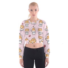 Set-kawaii-smile-japanese-dog-akita-inu-cartoon Cropped Sweatshirt by Salman4z