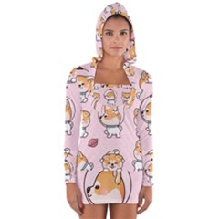 Set-kawaii-smile-japanese-dog-akita-inu-cartoon Long Sleeve Hooded T-shirt by Salman4z