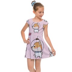 Set-kawaii-smile-japanese-dog-akita-inu-cartoon Kids  Cap Sleeve Dress by Salman4z