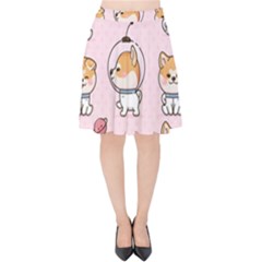 Set-kawaii-smile-japanese-dog-akita-inu-cartoon Velvet High Waist Skirt by Salman4z