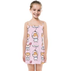 Set-kawaii-smile-japanese-dog-akita-inu-cartoon Kids  Summer Sun Dress by Salman4z