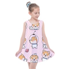 Set-kawaii-smile-japanese-dog-akita-inu-cartoon Kids  Summer Dress by Salman4z