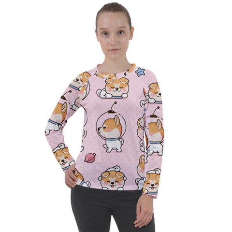 Set-kawaii-smile-japanese-dog-akita-inu-cartoon Women s Long Sleeve Raglan Tee by Salman4z