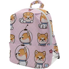 Set-kawaii-smile-japanese-dog-akita-inu-cartoon Zip Up Backpack by Salman4z