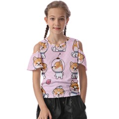 Set-kawaii-smile-japanese-dog-akita-inu-cartoon Kids  Butterfly Cutout Tee by Salman4z