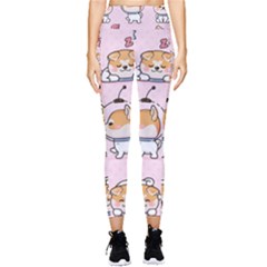 Set-kawaii-smile-japanese-dog-akita-inu-cartoon Pocket Leggings  by Salman4z