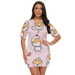 Set-kawaii-smile-japanese-dog-akita-inu-cartoon Just Threw It On Dress by Salman4z