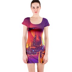 Far-future-human-colonization Short Sleeve Bodycon Dress by Salman4z