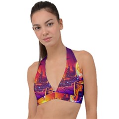 Far-future-human-colonization Halter Plunge Bikini Top by Salman4z