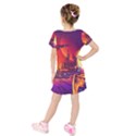 Far-future-human-colonization Kids  Short Sleeve Velvet Dress View2